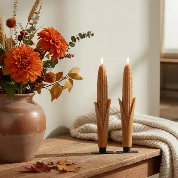 3D Flame Corn Taper Candles/ Set of 2