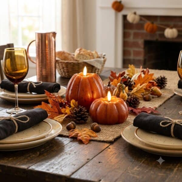 Orange 3D Flame Pumpkin Candles / Set of 2