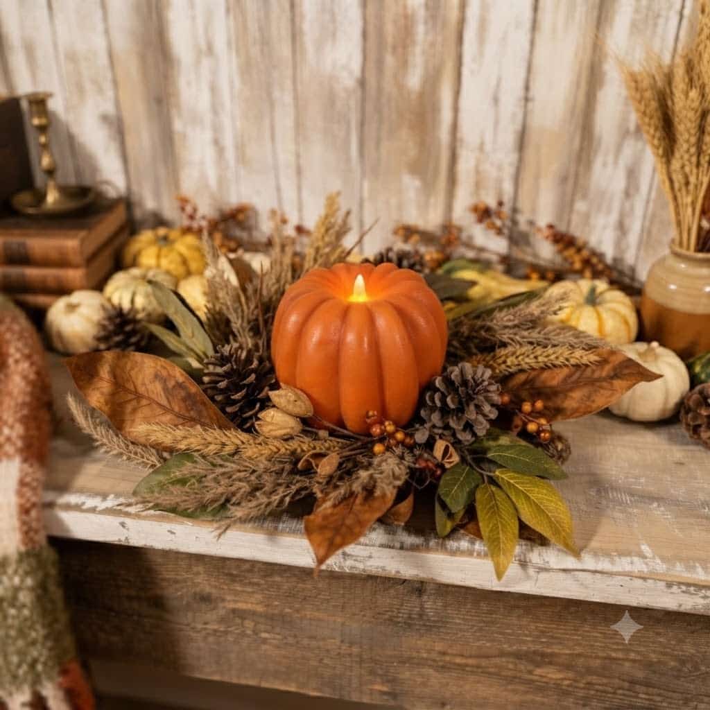 4.5" Bayleaf and Pinecone Candle Ring