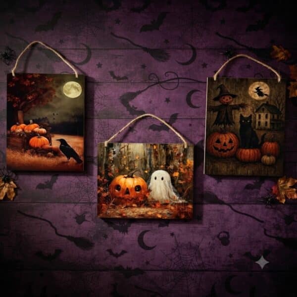 Primitive Halloween Hanging Plaque Trio