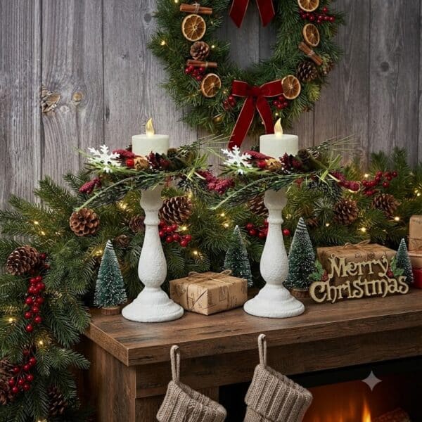 Rustic White Pillar Candle, 3”x2.5” / Set of 2
