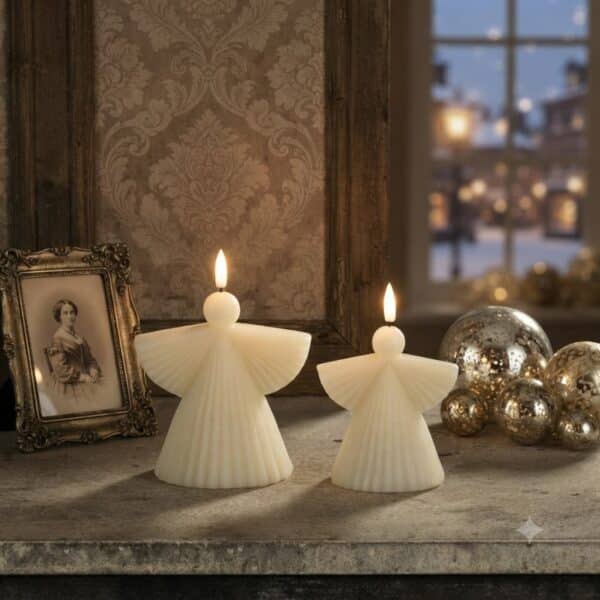 Set of 2 Cream Angel 3D Flame Candles