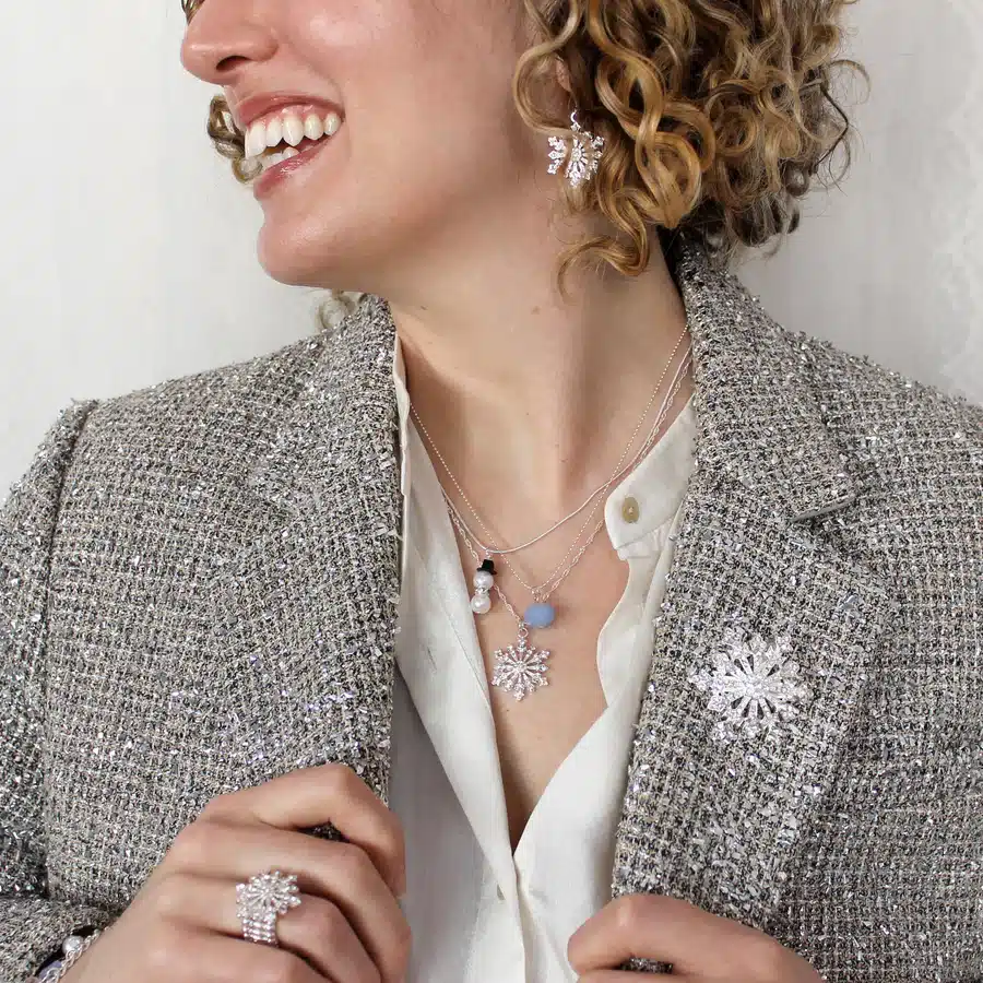 Crystal Snowflake Christmas Earrings - Image 4