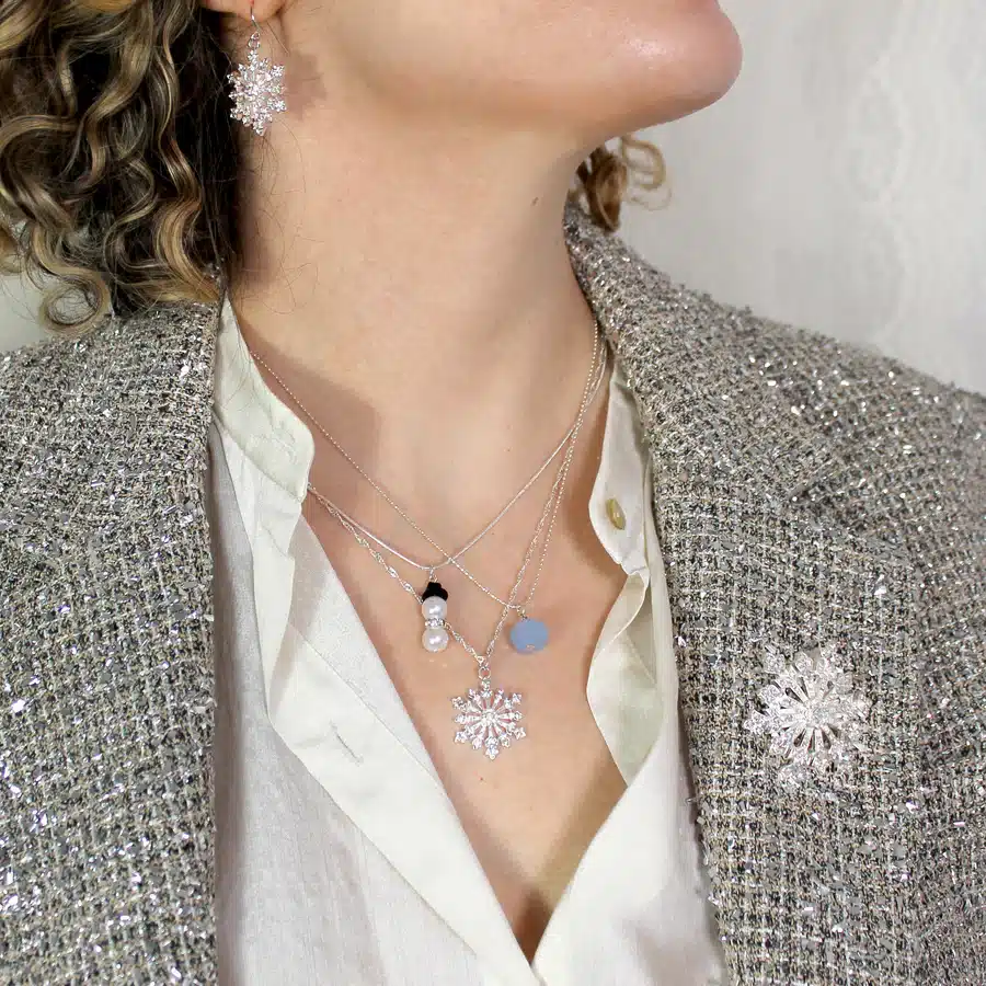 Crystal Snowflake Christmas Earrings - Image 2