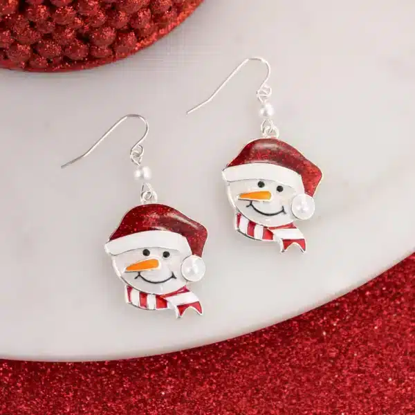 Snowman w/ Santa Hat Earrings