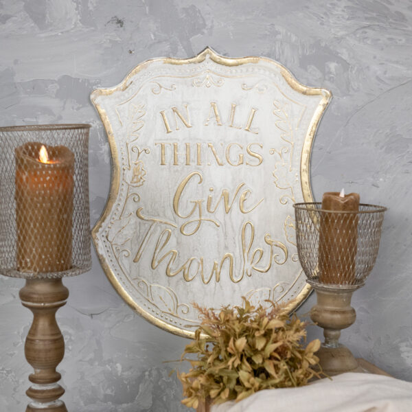 Gold And White Give Thanks Sign