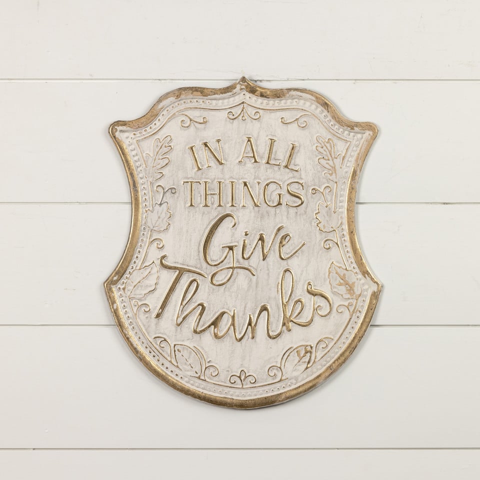 Gold And White Give Thanks Sign - Image 2