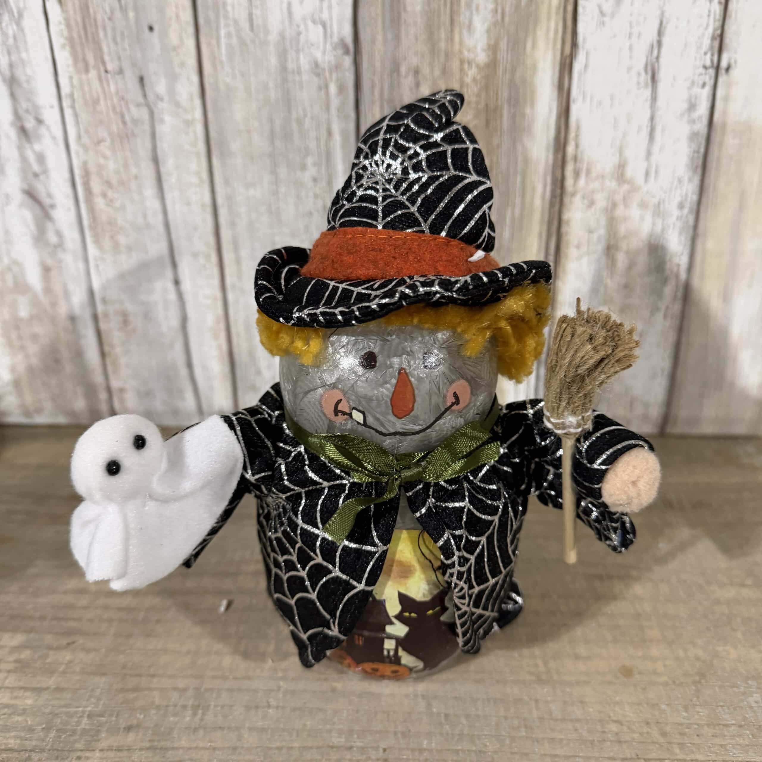 Halloween Fun Pre Lit Timer Glass Witch With Ghost - Image 2