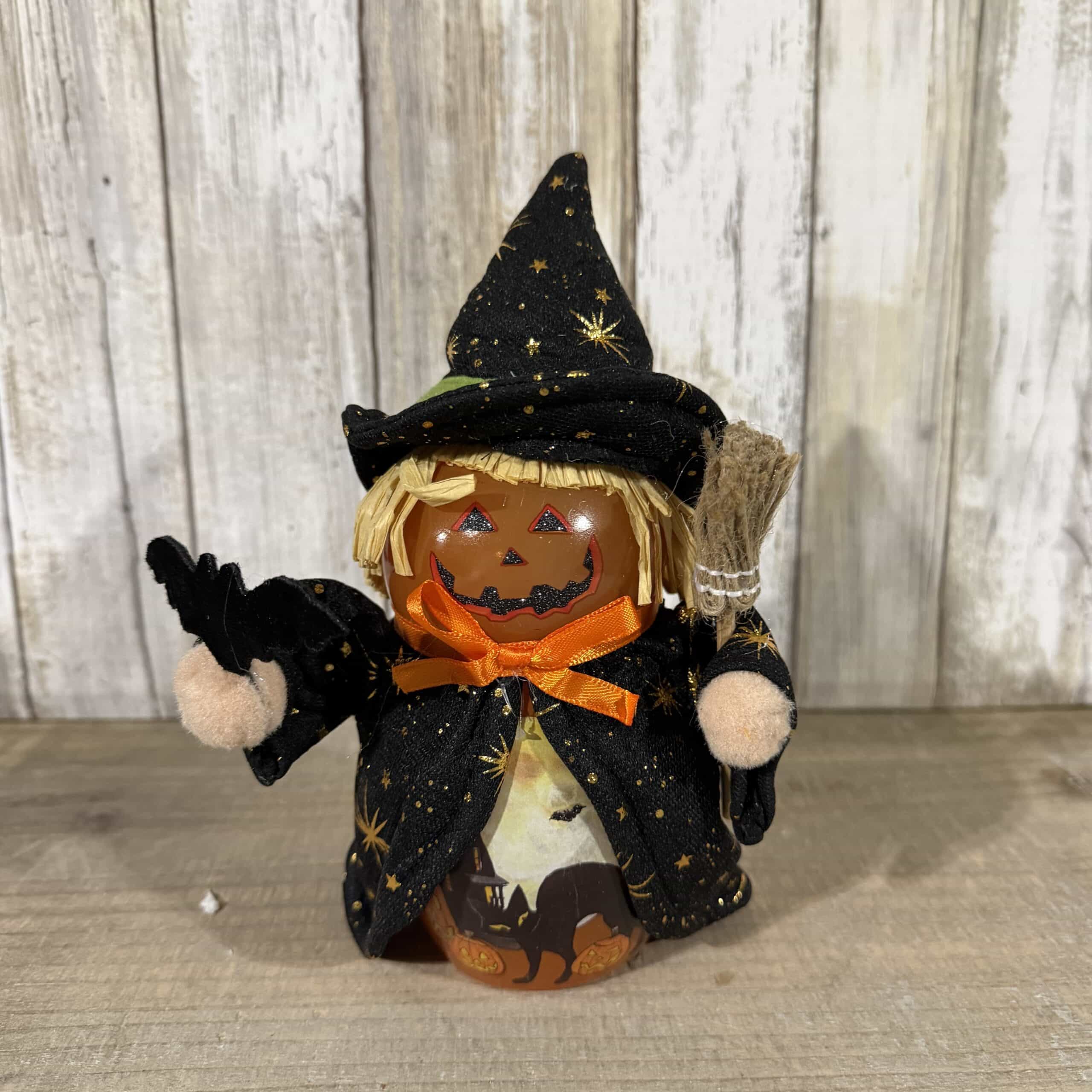 Halloween Fun Pre Lit Timer Glass Witch With Bat - Image 2