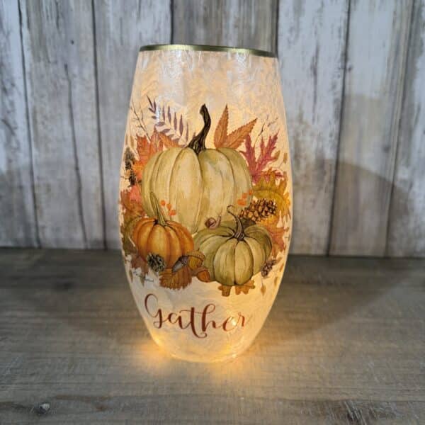 "Gather" Lighted Fall Pumpkins Vase