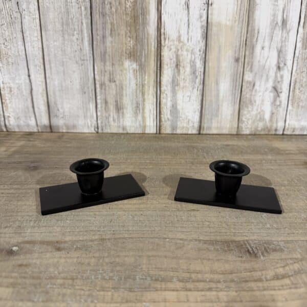 Black Rectangle Base Metal Candle Holders / Set of 2