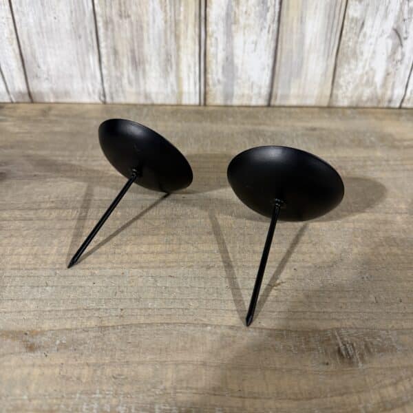 Black Metal Candle Cup Holder with Spike/ Set of 2