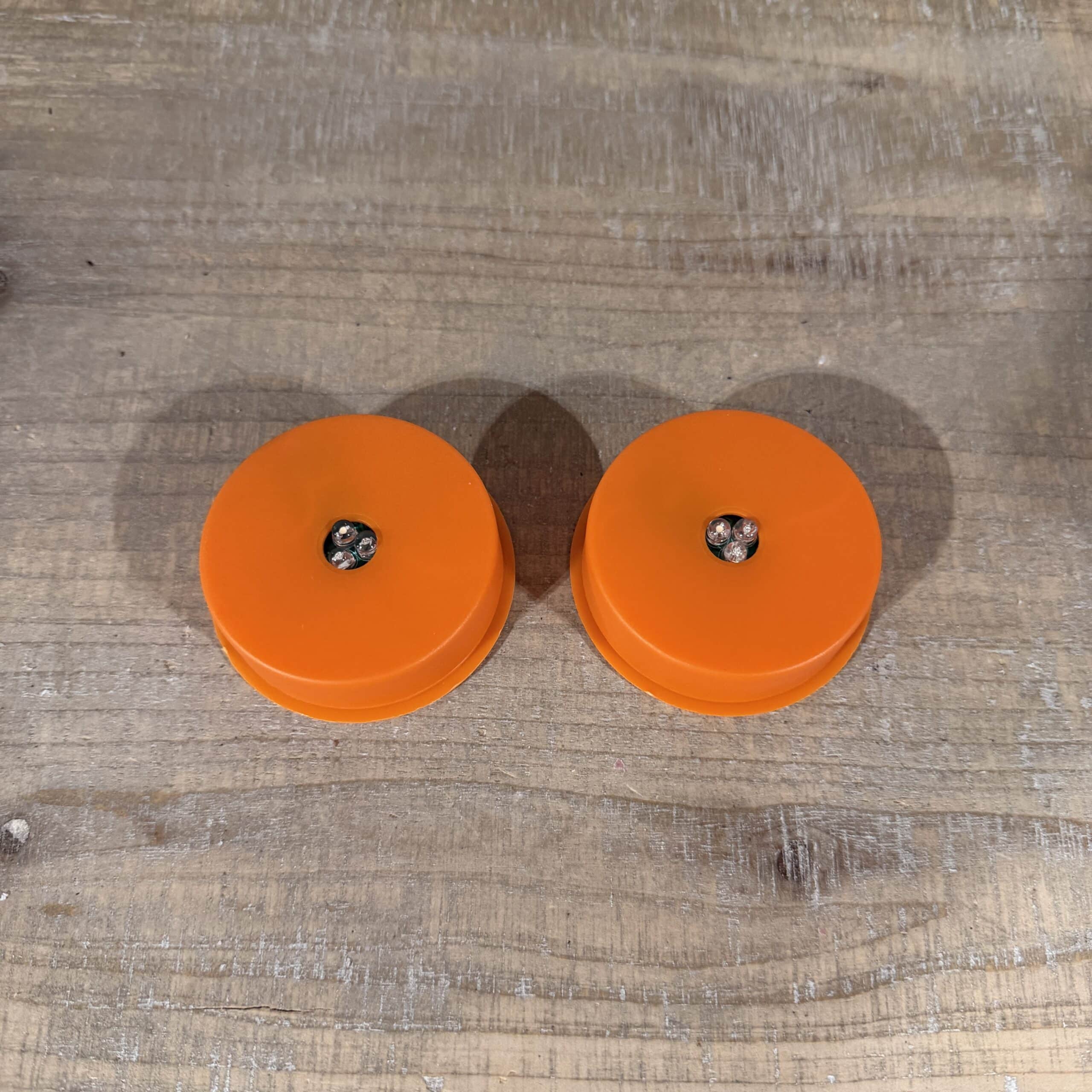 Orange Puck Lights with Strobe Effect / Set of 2 - Image 2