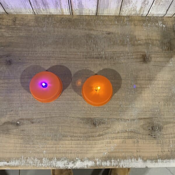 Orange Puck Lights with Strobe Effect / Set of 2