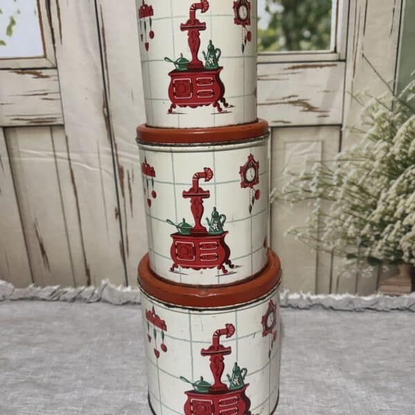 #7 1950's Decoware Pot Belly Stove Canister Set - Cindy Rumsey