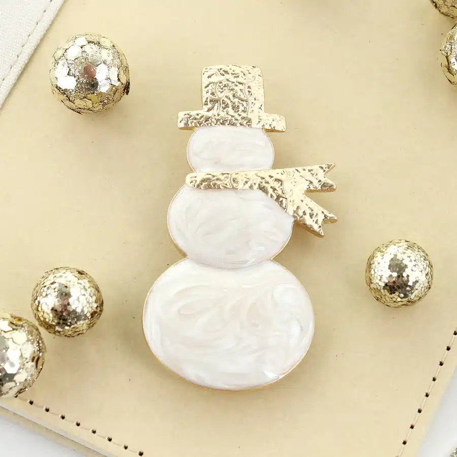 Gold Dipped Enamel Snowman Pin/Pendant - Image 2