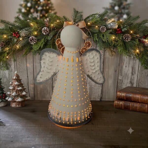 Irvin's Punched Tin Angel in Rustic White
