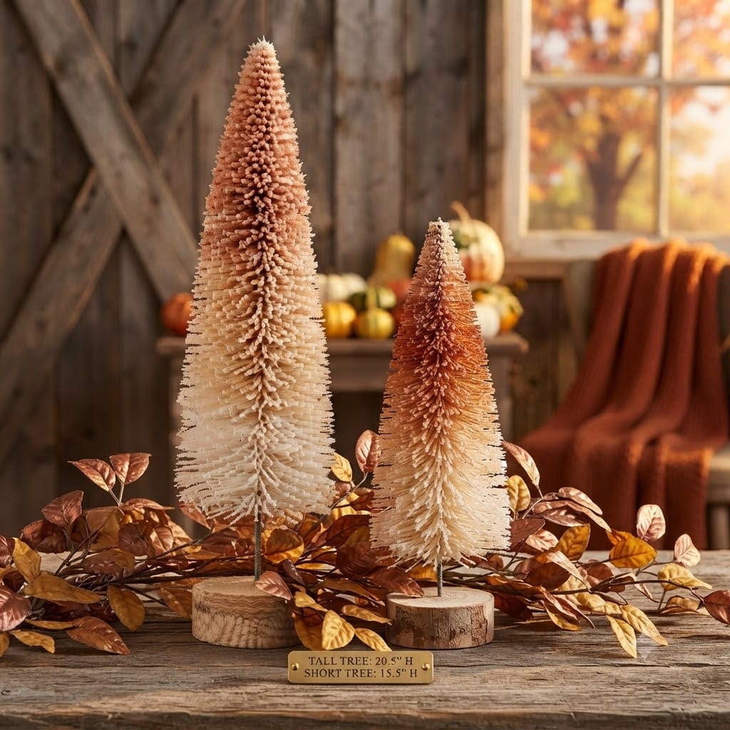 Fall Tricolor Bottle Brush Tree / Set of 2/ 20.5" and 15.5"