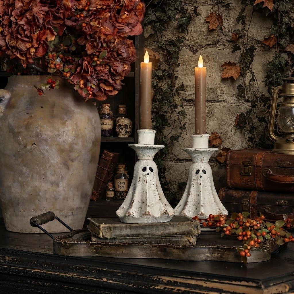 6.5" GHOST TAPER CANDLE HOLDER/ SET OF 2