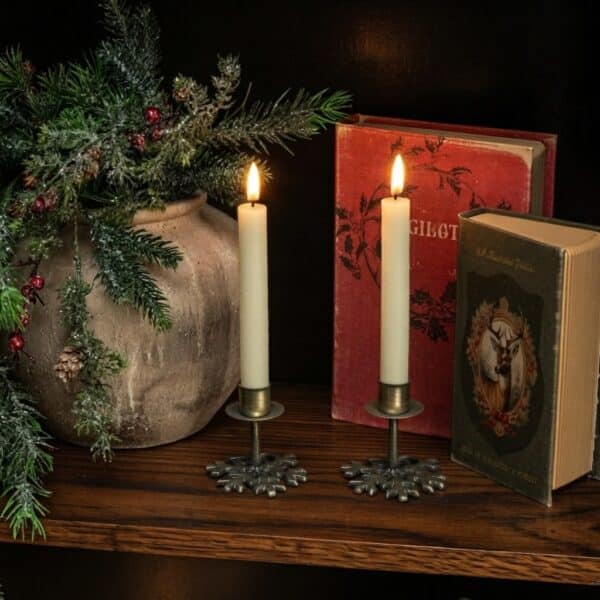 3" GOLD SNOWFLAKE TAPER CANDLE HOLDER/ SET OF 2