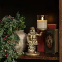 8" GOLD SAINT NICK PILLAR CANDLE HOLDER