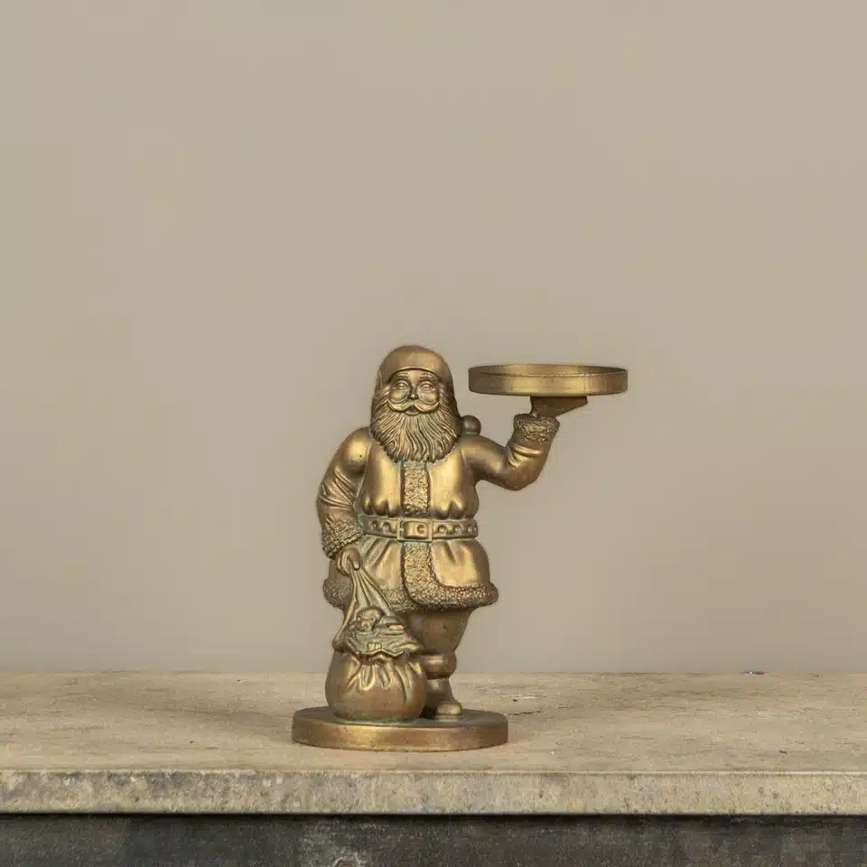 8" GOLD SAINT NICK PILLAR CANDLE HOLDER - Image 3