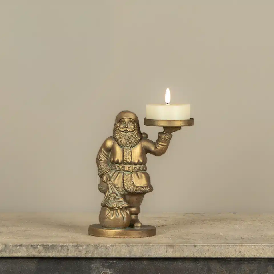 8" GOLD SAINT NICK PILLAR CANDLE HOLDER - Image 2