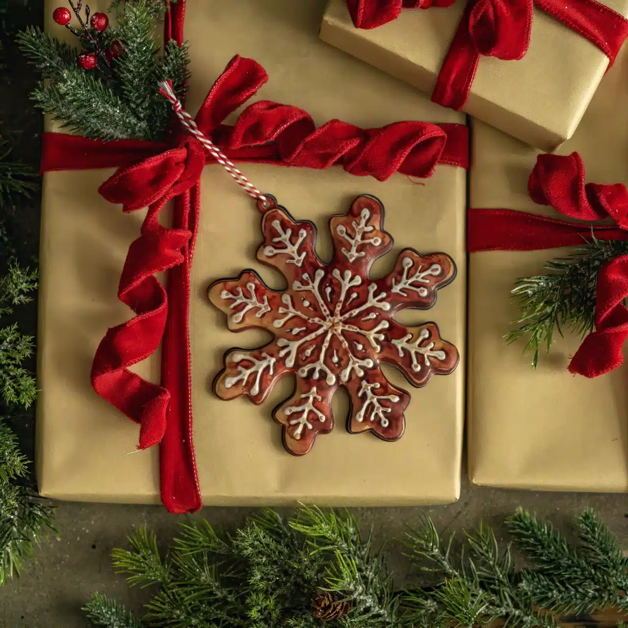 6" SNOWFLAKE METAL ORNAMENT/ SET OF 2 - Image 2