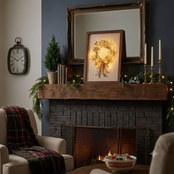 Lighted Fabric Wreath Sign