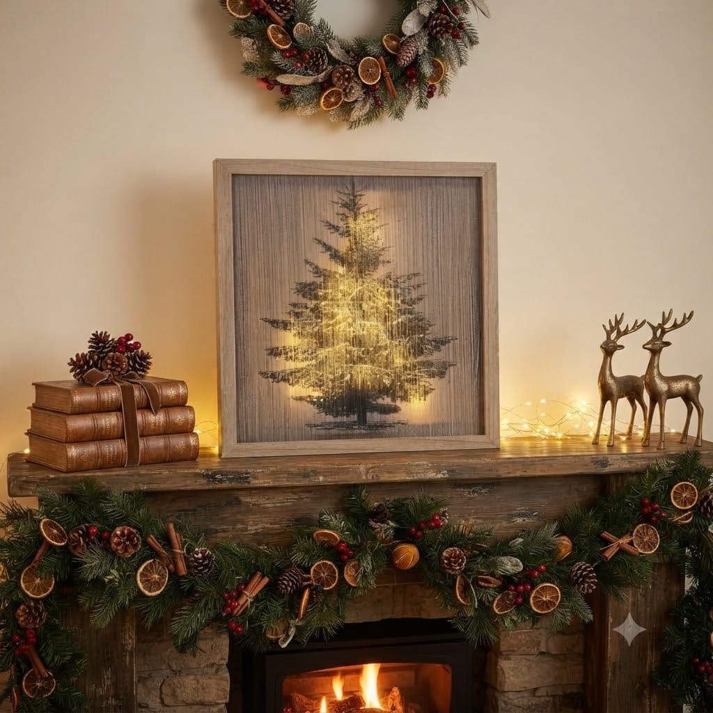 Lighted White Frame Christmas Tree