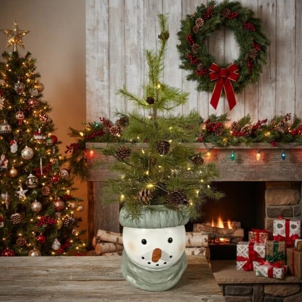 Snowman Head Resin Planter