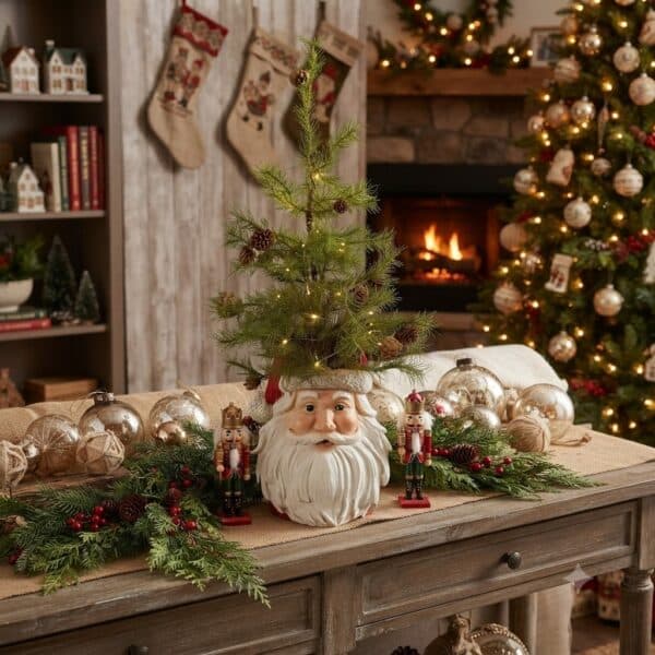 Santa Head Resin Planter