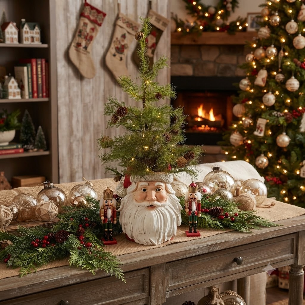 Santa Head Resin Planter