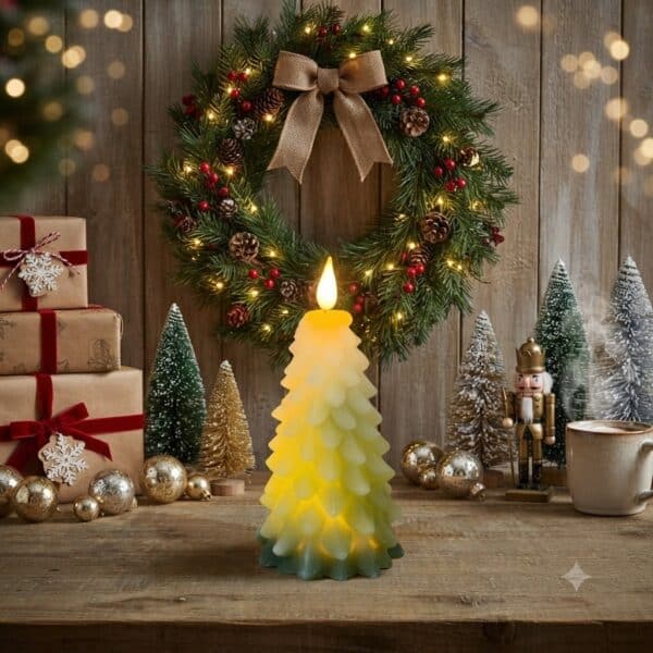 6.25” Frosted Green Tree LED Candle