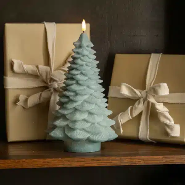 11.5" LIGHT GREEN SPRUCE 3D FLAME TREE CANDLE
