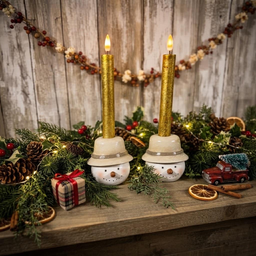 Snowfall Snowhead Taper Holders/ Set of 2