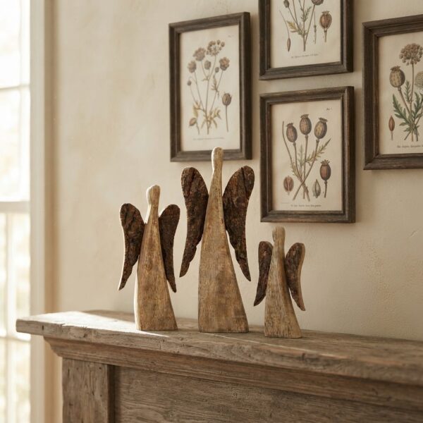 Set of 3 Wood Angel Cutout Stands