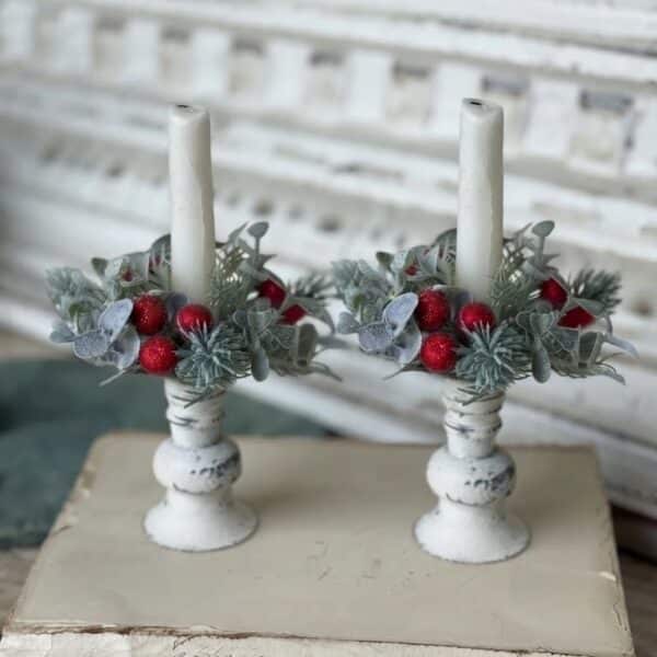 4" Sprightly Spruce Candle Ring / Set of 2