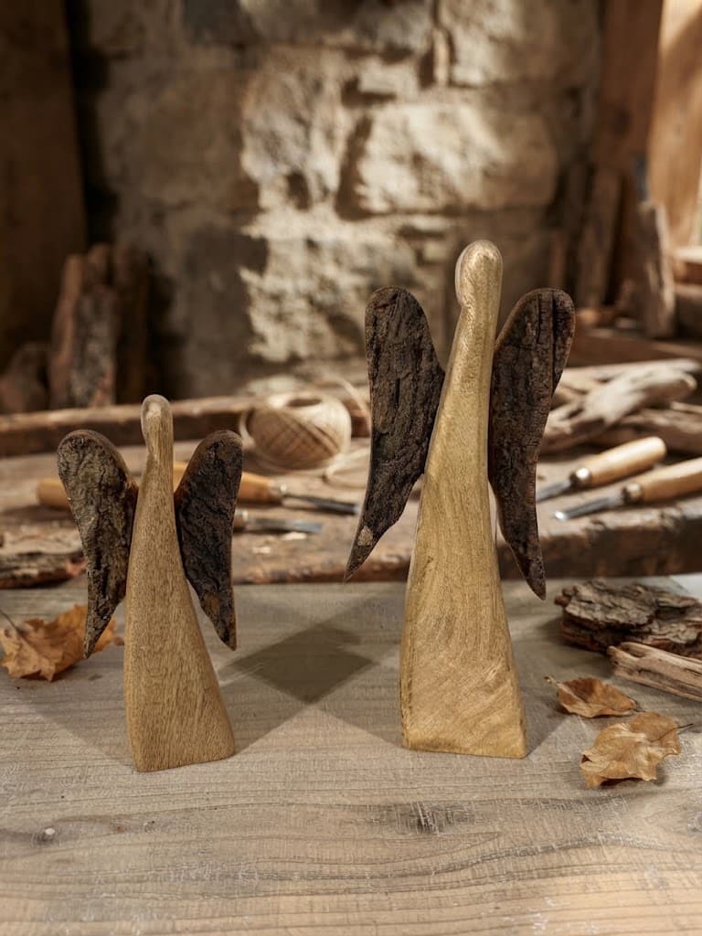 Set of 2 Wood Angel Cutout Stands