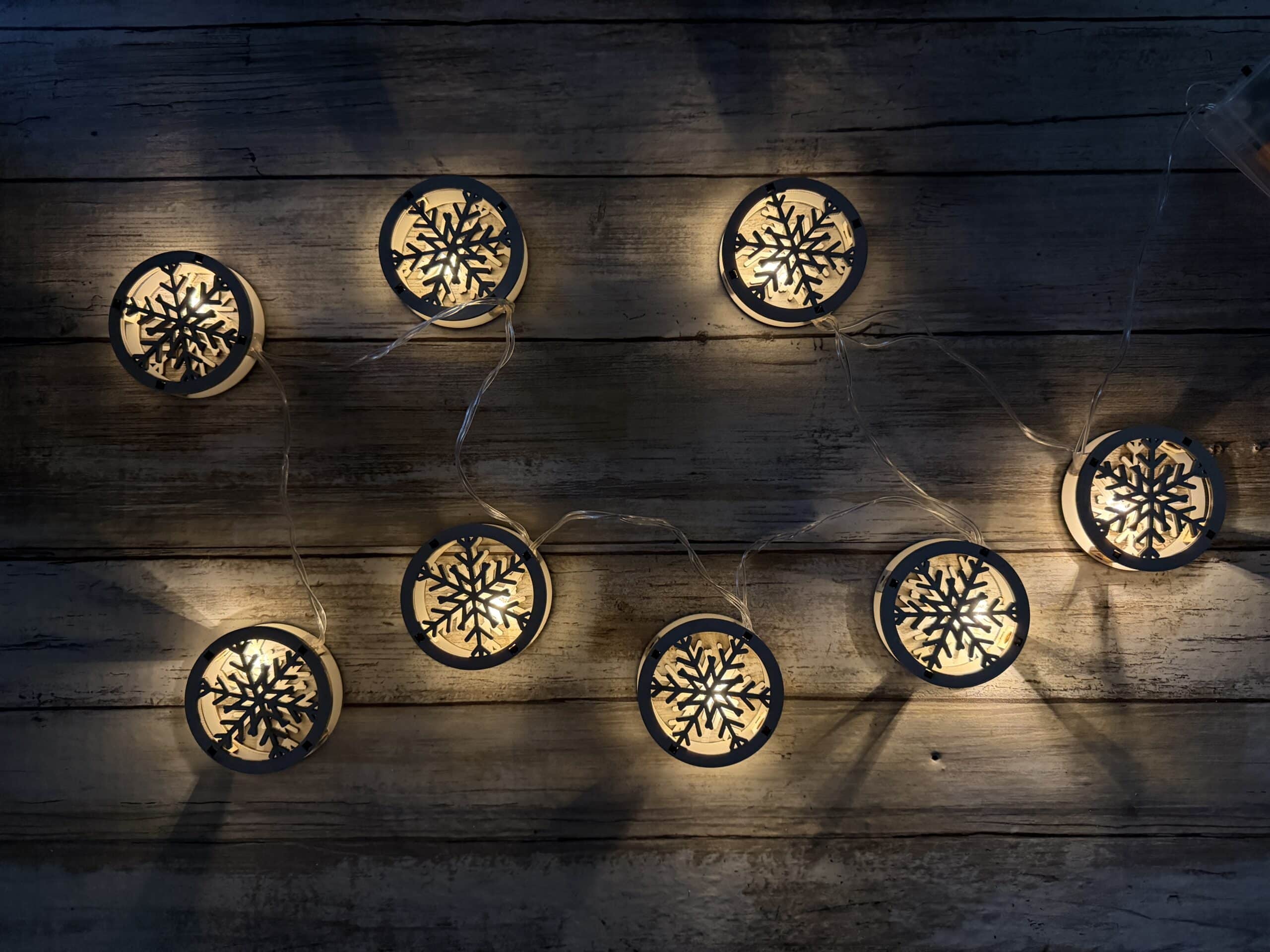 Lighted Round Snowflake Garland - Image 2