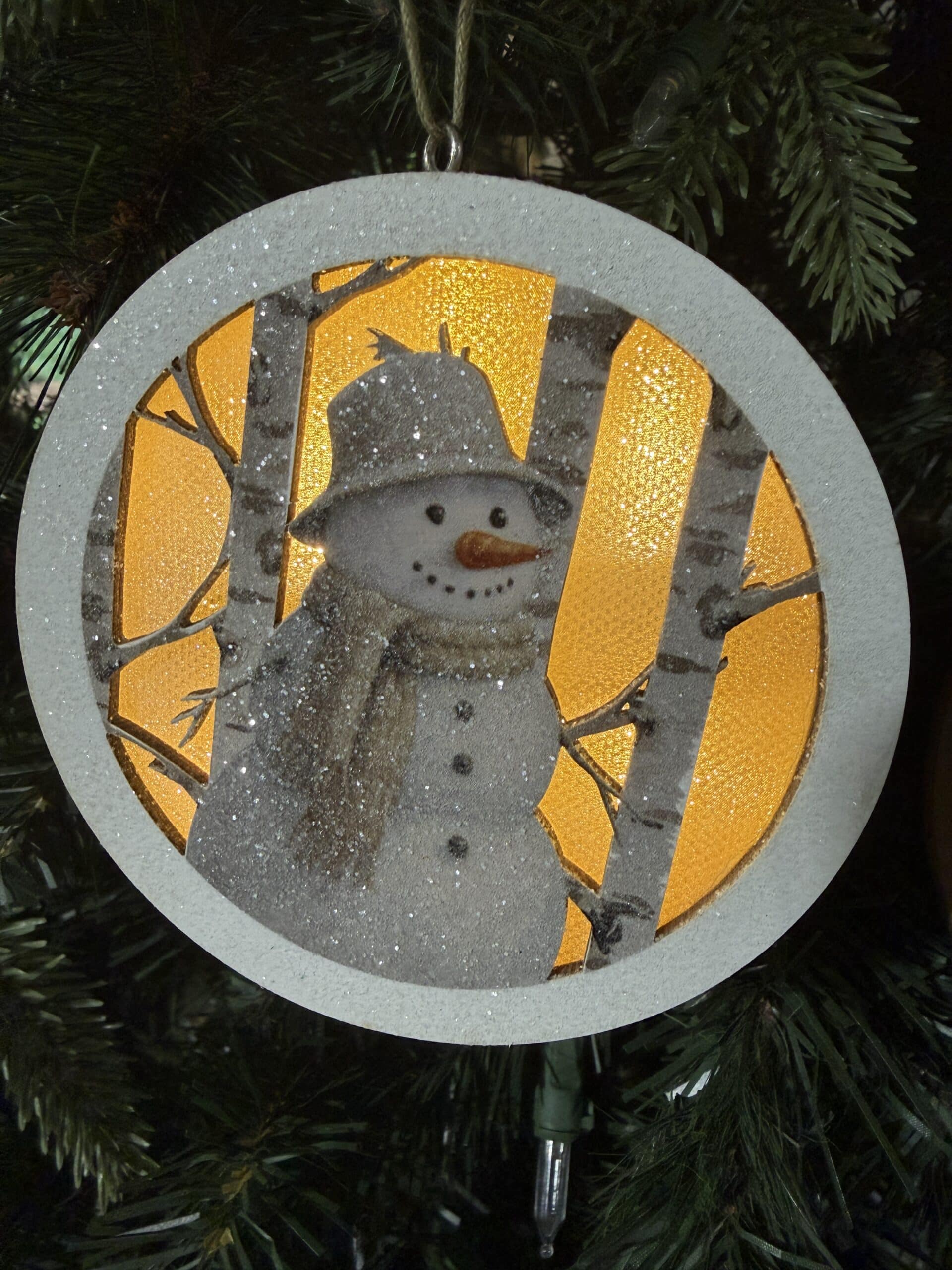 Lighted Birch Snowman Ornament Set of Two - Image 4