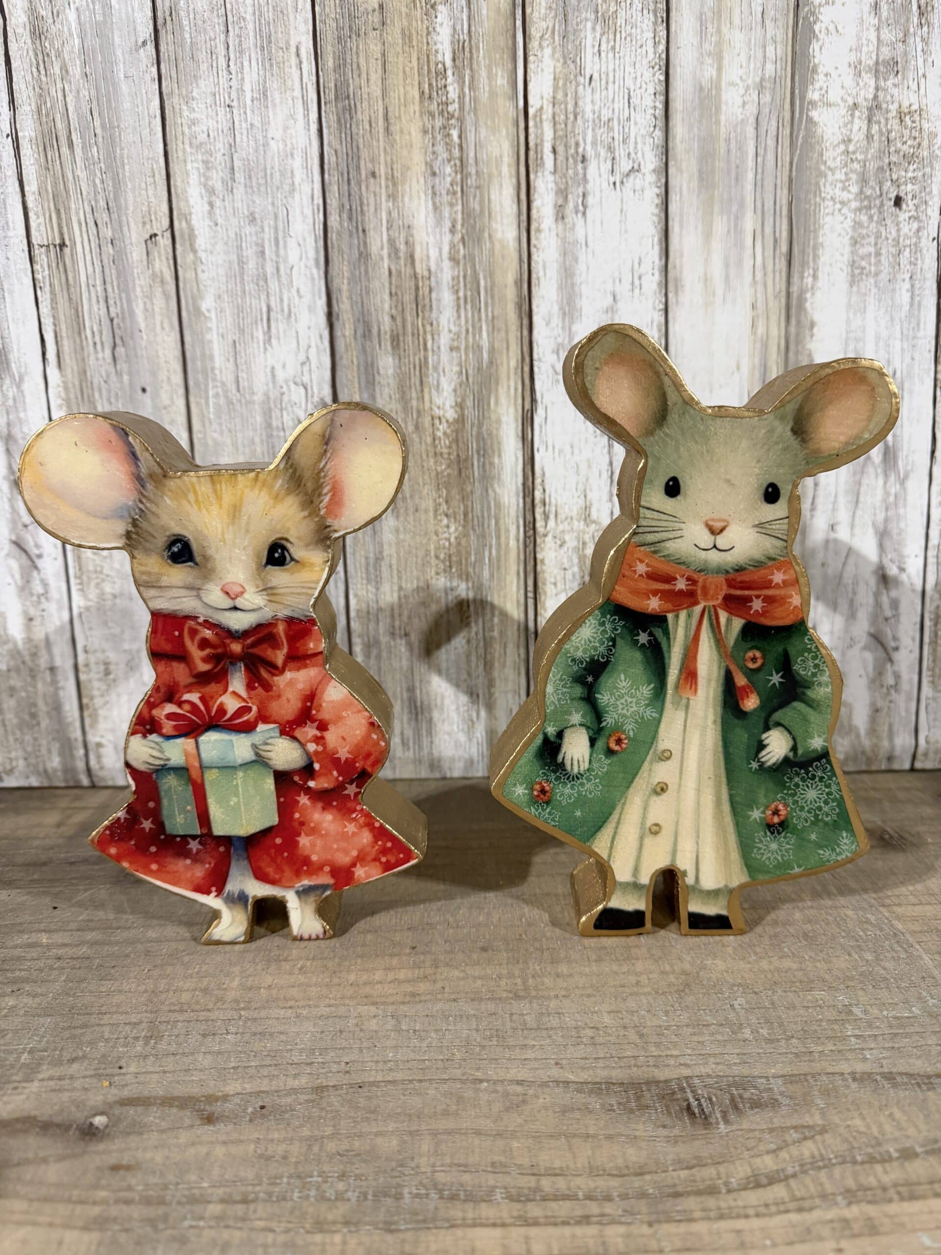 Vintage Holiday Mouse Figurine Set (Set of 2) - Image 2
