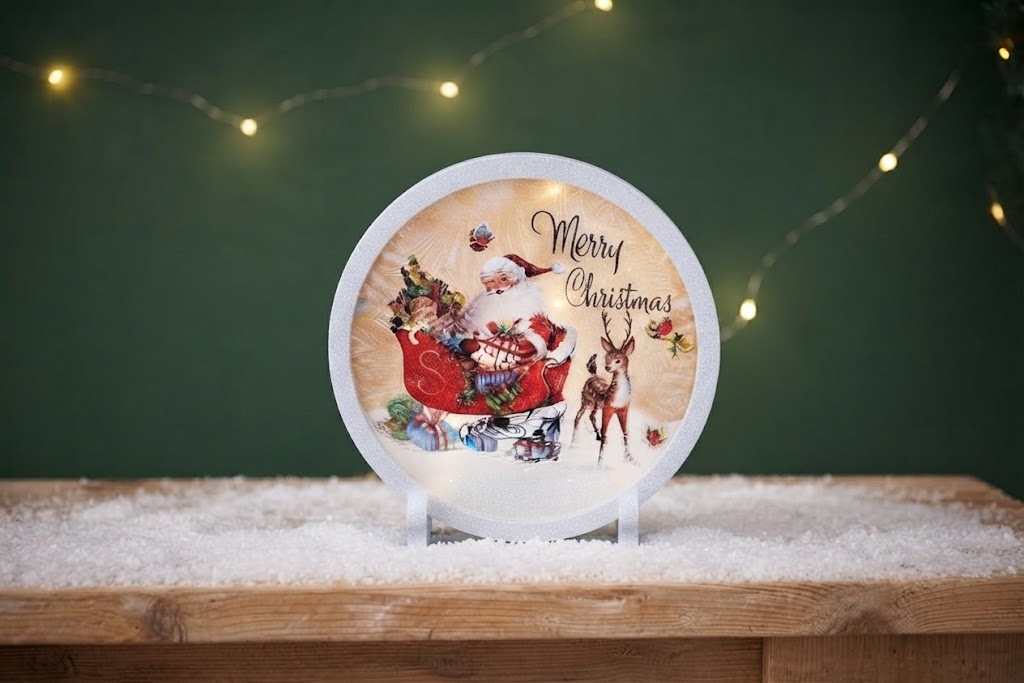 Retro Christmas Pre-Lit Glass Frame - Image 3