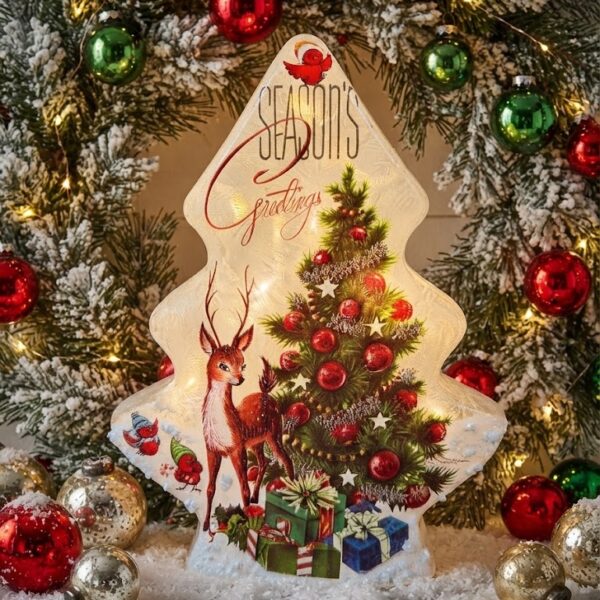 Retro Christmas Pre-Lit Glass Trees/ Merry Christmas or Seasons Greetings - Image 3