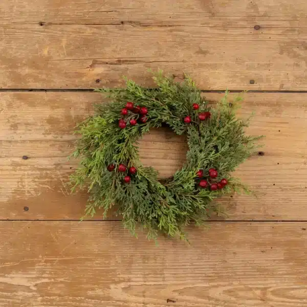 12" SOFT CEDAR & RED BERRY CANDLE RING - Image 2