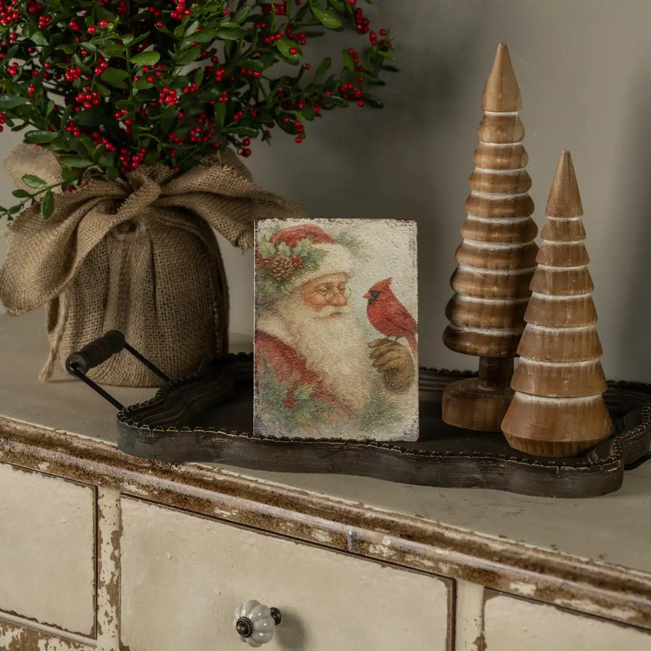 7" SANTA AND CARDINAL TABLETOP SIGN SET - Image 3