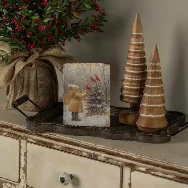 Alternative view of 7" SANTA AND CARDINAL TABLETOP SIGN SET